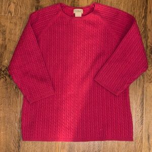 ✨ L.L. Bean Magenta Cable Knit Fisherman Sweater Vintage